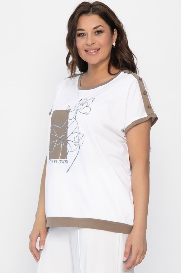 Блуза Чарли (бело-коричневая) Б13801-20М