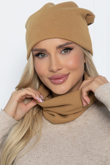 Комплект шапка и снуд (горчичный) ШС30