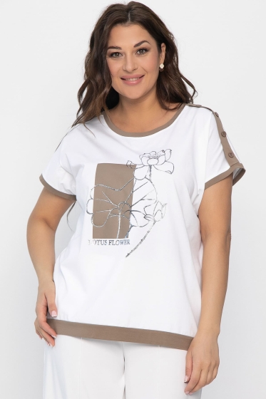 Блуза Чарли (бело-коричневая) Б13801-20М