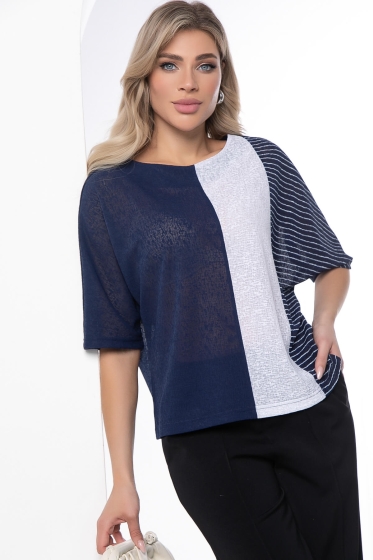 Блуза "Стильный замысел" (сине-белая) Б9039
