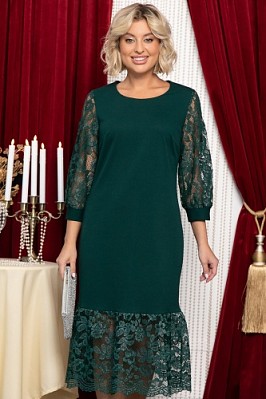 Платье с кружевом Властилина (зеленое) П14732-48М